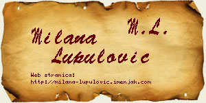 Milana Lupulović vizit kartica